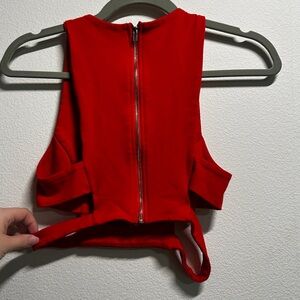 Sexy Red Cutout Crop Top with zipper ❣️